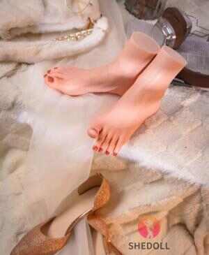 SHEDOLL Silicone Foot Model (Nail Art Ver.) | 1:1 Lifesize with Poseable Toe Bones | Medical-grade Realistic Feet for Photography/Education